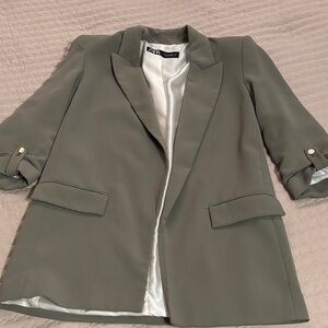 Zara Olive Blazer with Rolled Sleeves